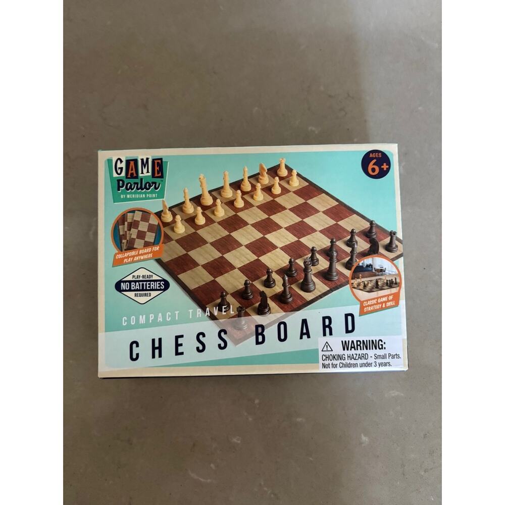 Compact Travel Chess Board Game Parlor Meridian Point Foldable 11” Set New